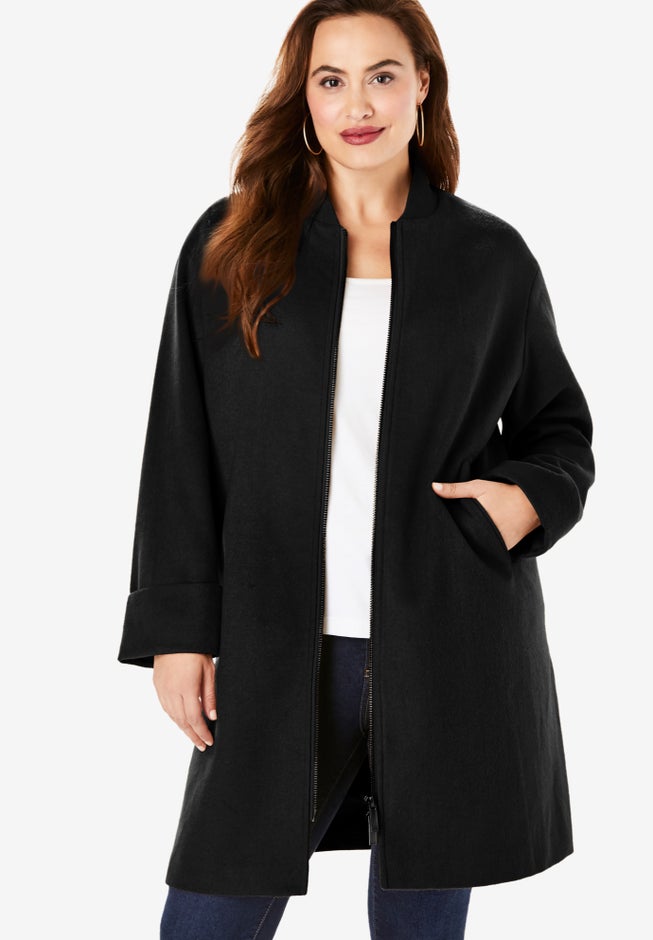 Plus Size Wool Blend Driving Coat image number 3