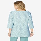 Plus Size Three-Quarter Sleeve Notch Neck Soft Knit Tunic image number null