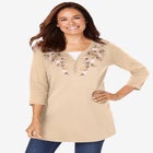 7-Day Layered-Look Embroidered Henley Tunic image number null