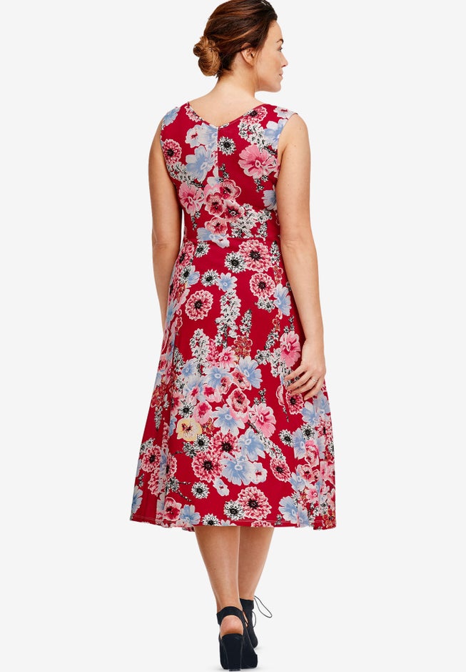 Sleeveless Knit Fit and Flare Knit Dress image number 1