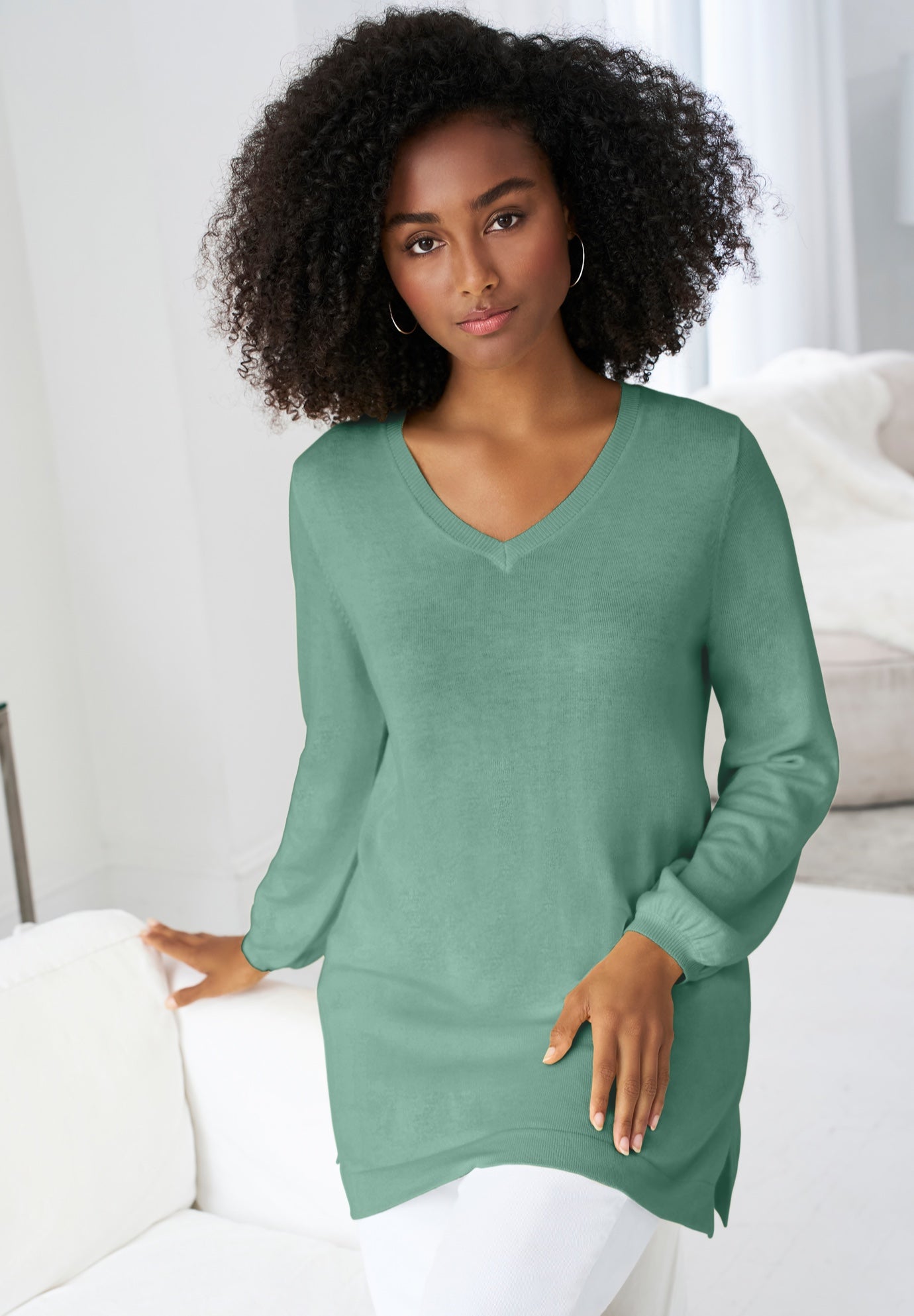 V-Neck Sweater Tunic image number 0