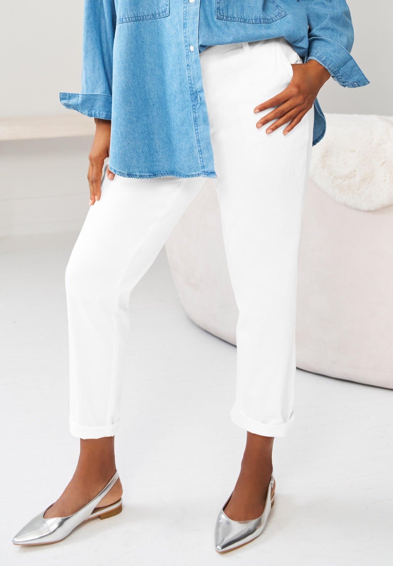 Mid-Rise Stretch Chino Tapered Straight Leg Pants image number 0