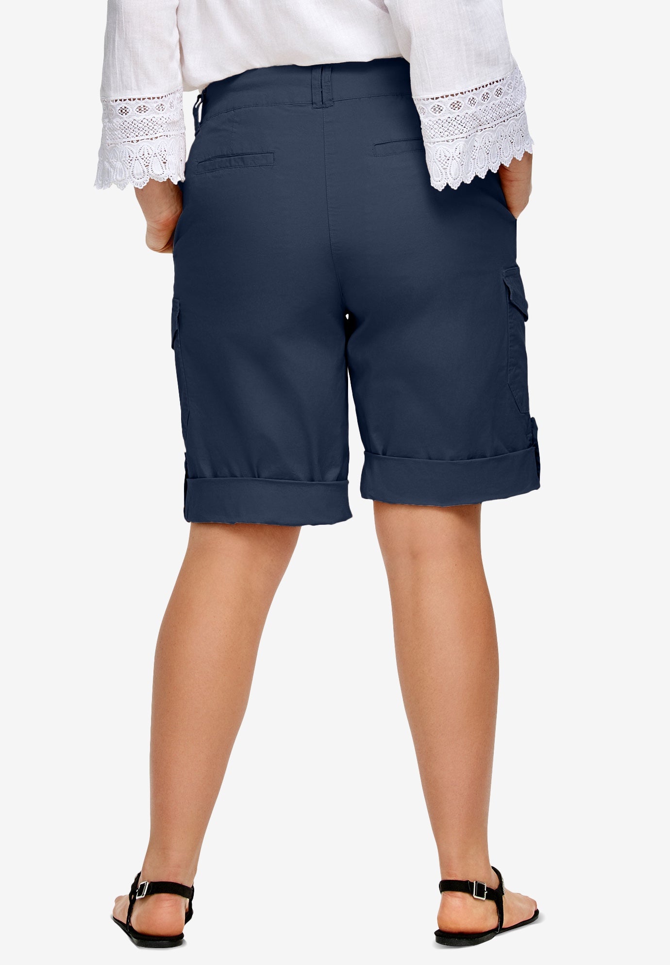 Stretch Mid-rise Cargo Convertible Bermumda Shorts image number 1