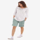 2 in 1 Mid-Rise Stretch Cotton Convertible Cargo Bermuda To Shorts image number 0