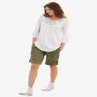 2 in 1 Mid-Rise Stretch Cotton Convertible Cargo Bermuda To Shorts image number null
