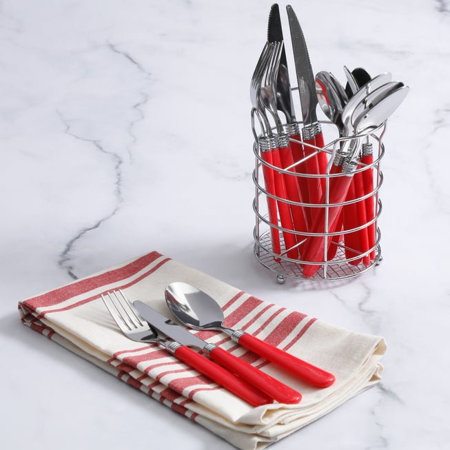 16-pc. Red Flatware Set image number 0