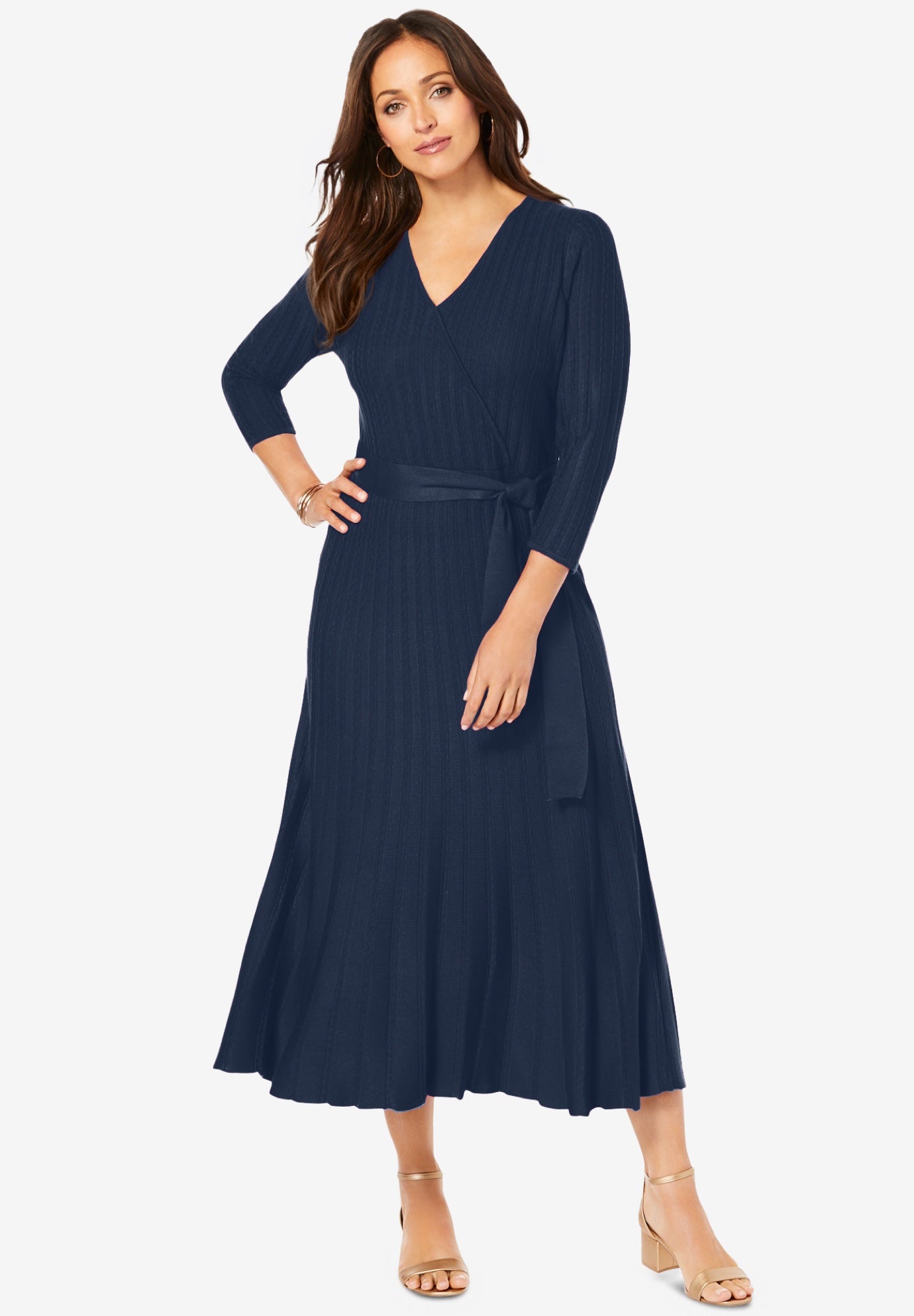 Pullover Wrap Sweater Dress image number 0