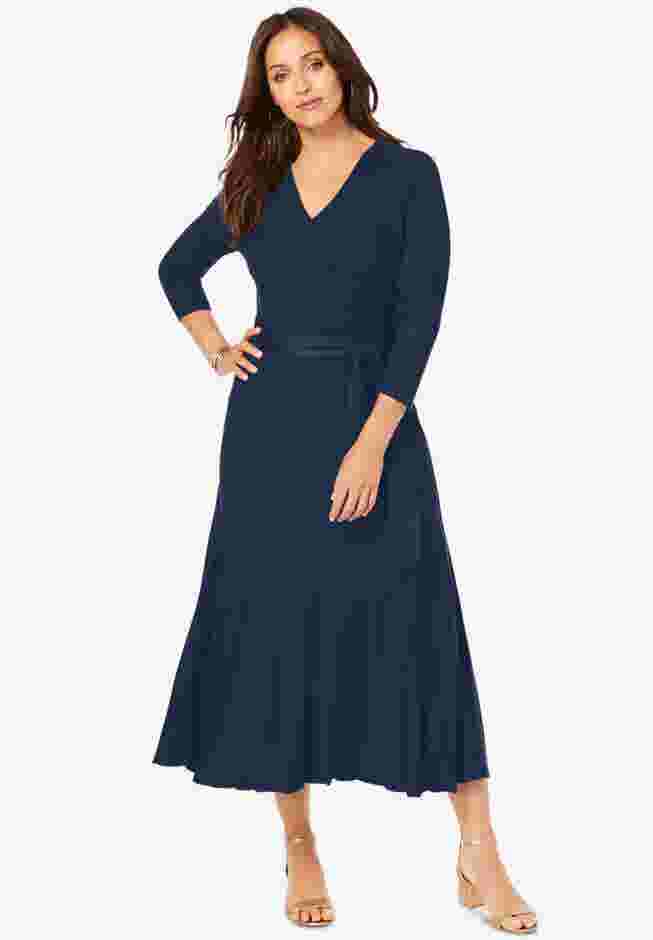Pullover Wrap Sweater Dress image number 0