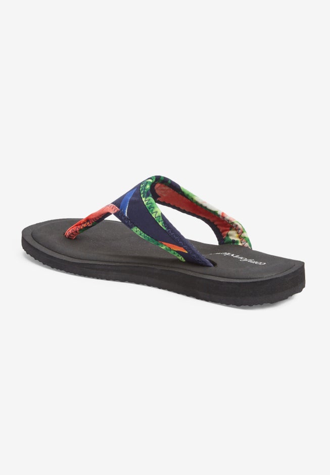 The Sylvia Stretch Fabric Soft Footbed Thong Slip On Sandal image number 1