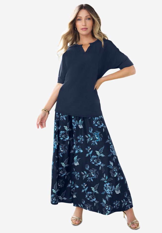 Ultrasmooth&reg; Fabric V Neck Tee with Chain Detail image number 4