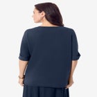 Ultrasmooth&reg; Fabric V Neck Tee with Chain Detail image number null