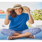 Seersucker Pull-on Elastic-Waist Pants image number null