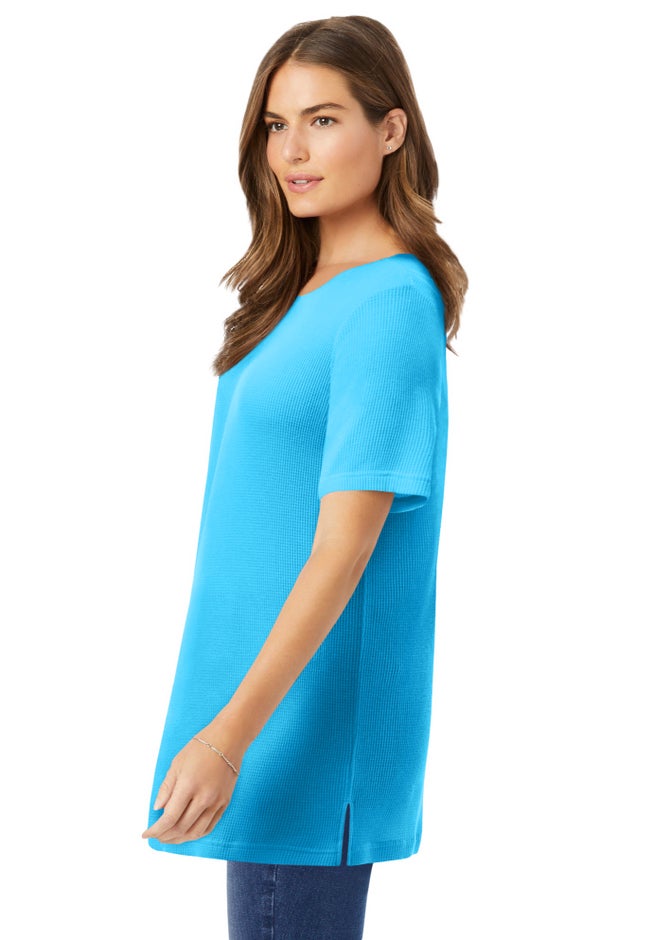 Waffle Thermal Satin Trim Tee image number 2