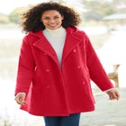 Double-Breasted Hooded Fleece Peacoat image number 2