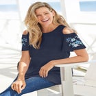 Short-Sleeve Cold-Shoulder Tee image number 4