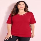 Suprema&reg; Crochet V-Neck Tee image number null