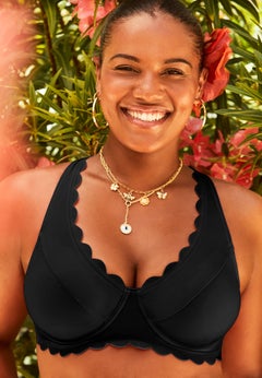  Scallop Trim Underwire Bikini Top