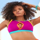  Shimmer Trim High-Neck Keyhole Bikini Top image number null