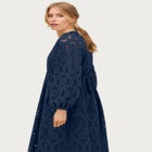 Eyelet Midi Dress with Blouson Sleeves image number null