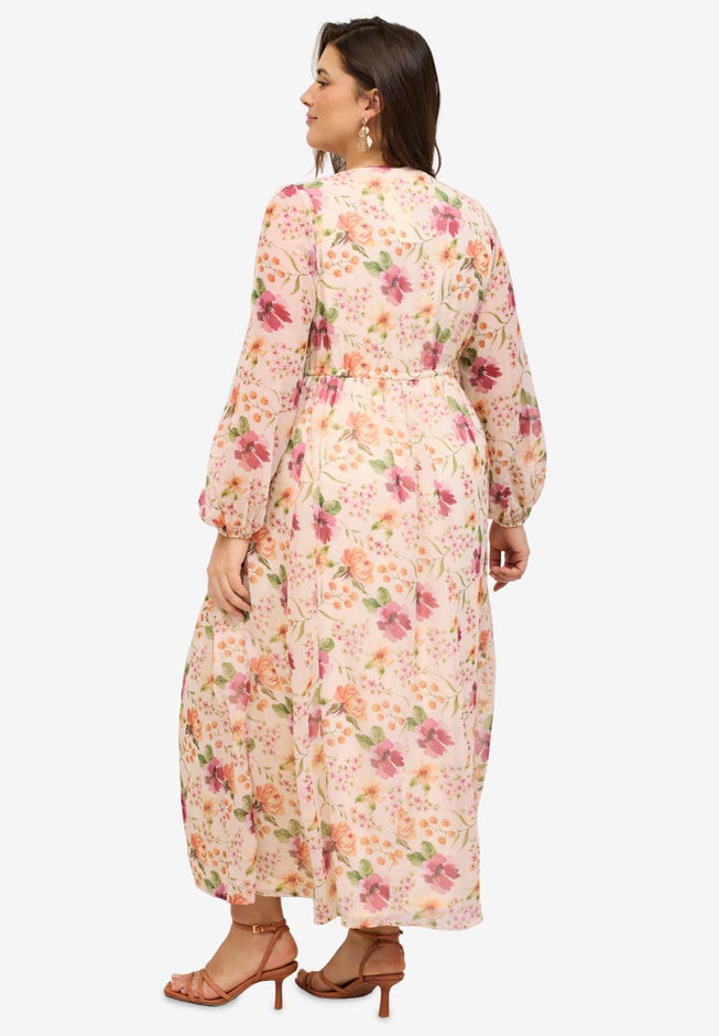 Surplice Georgette Maxi Dress image number null