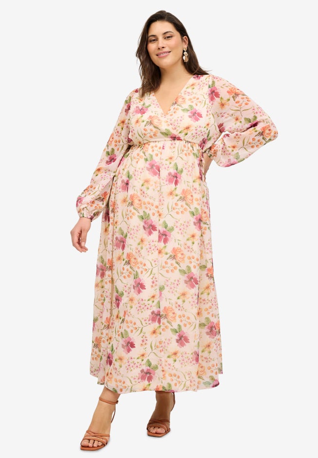 Surplice Georgette Maxi Dress image number null