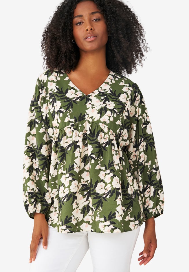 V-Neck Tunic with Diagonal Empire Seam image number null