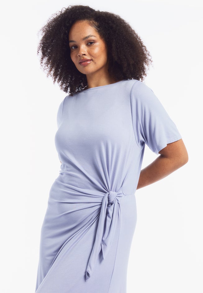 Boatneck Gathered Maxi Dress image number 3