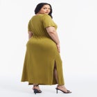 Boatneck Gathered Maxi Dress image number 1