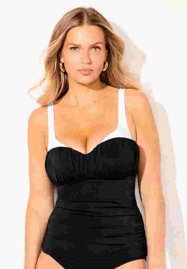 Sweetheart Shirred Tankini Top image number 3