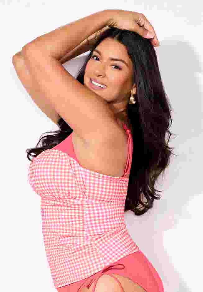 Sweetheart Shirred Tankini Top image number 2