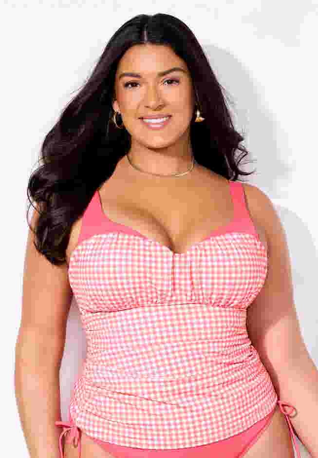 Sweetheart Shirred Tankini Top image number 3
