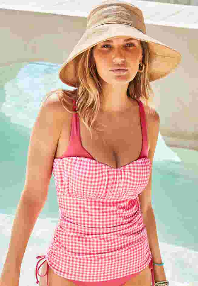 Sweetheart Shirred Tankini Top image number 0