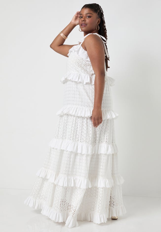 Eyelet Tiered Maxi Dress image number null