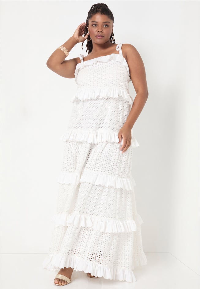 Eyelet Tiered Maxi Dress image number null