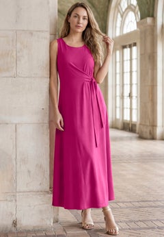 Stretch Cotton Side Tie Maxi Dress
