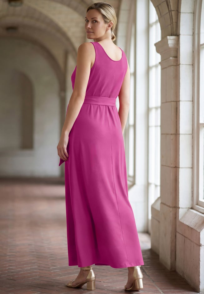 Stretch Cotton Side Tie Maxi Dress image number 1