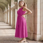 Stretch Cotton Side Tie Maxi Dress image number 2