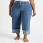 Wide-Leg Cropped Cuffed Jeans image number null