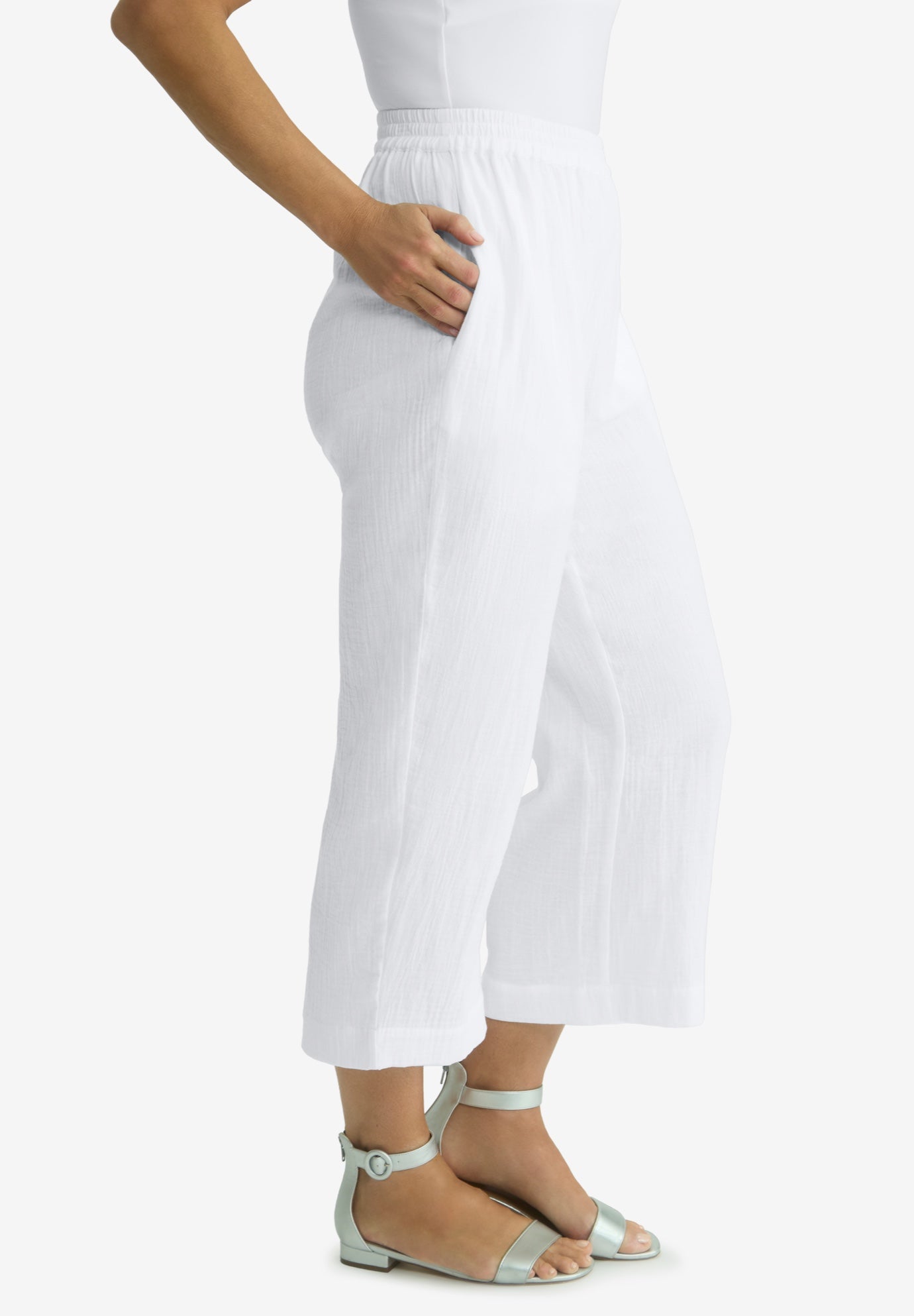 Gauze Wide Leg Crop Pant image number 2