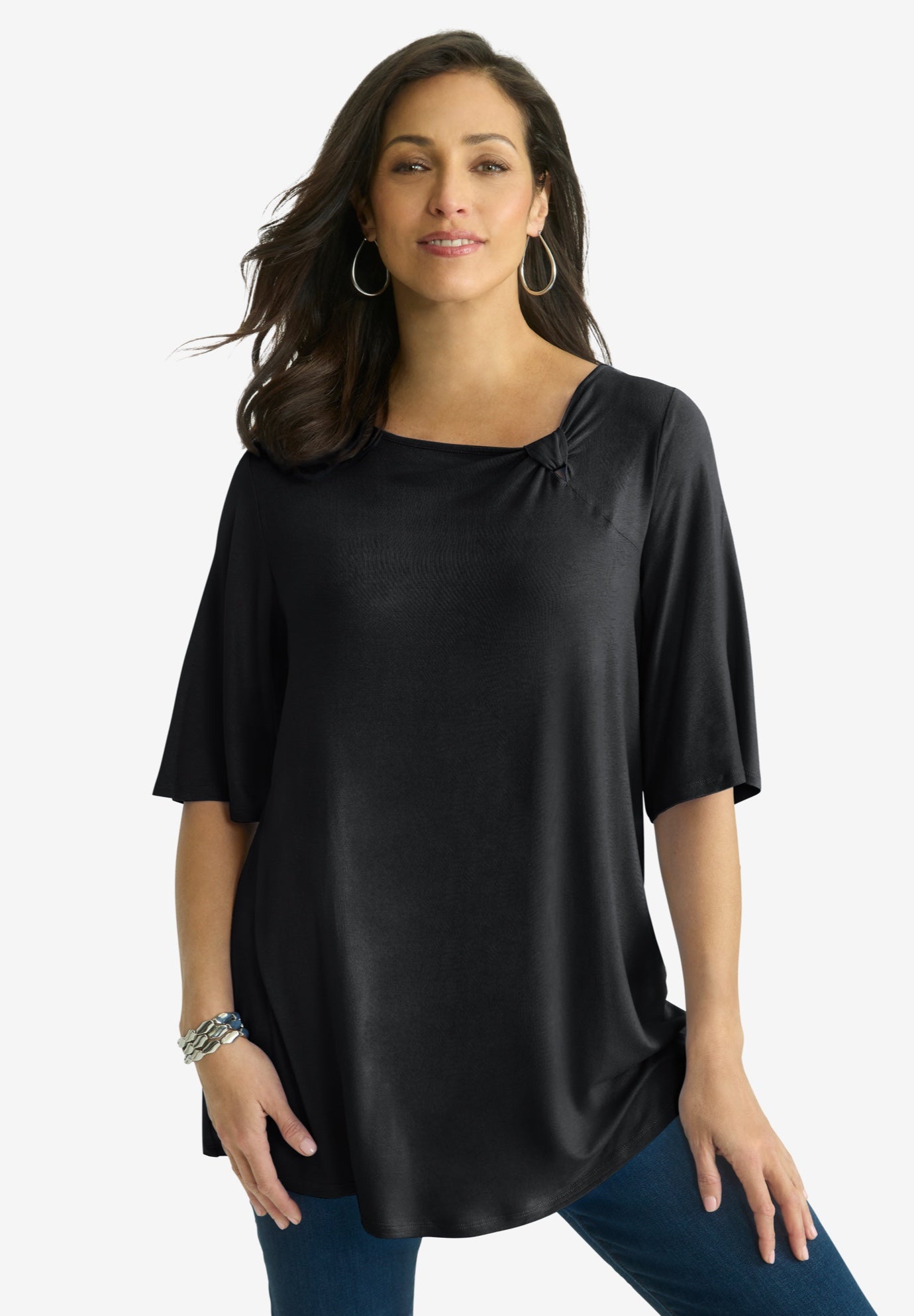 Asymmetrical Twist Neck Tunic image number 0