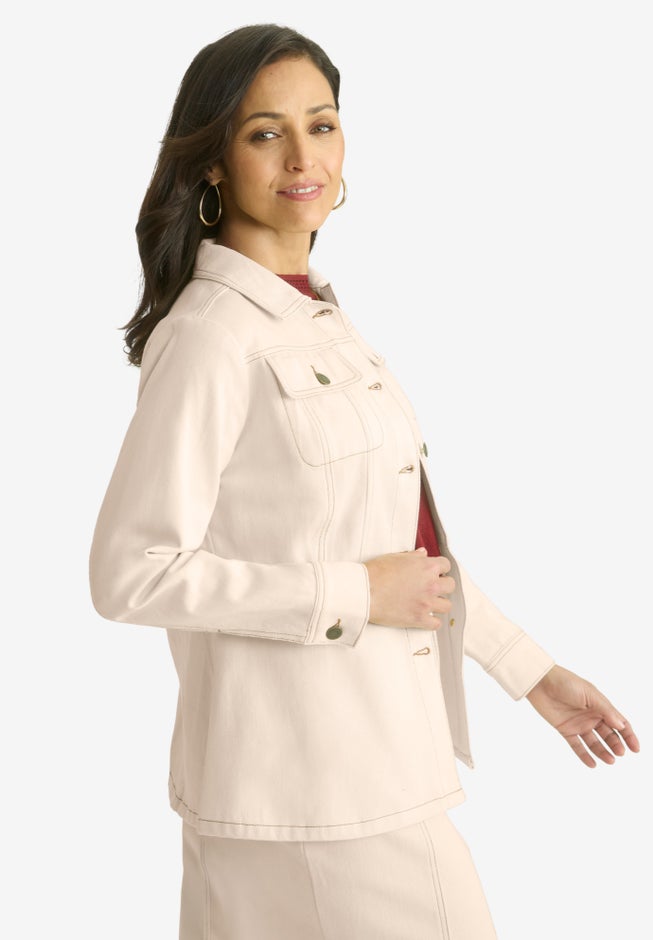 Contrast Stitch Peplum Denim Jacket image number null