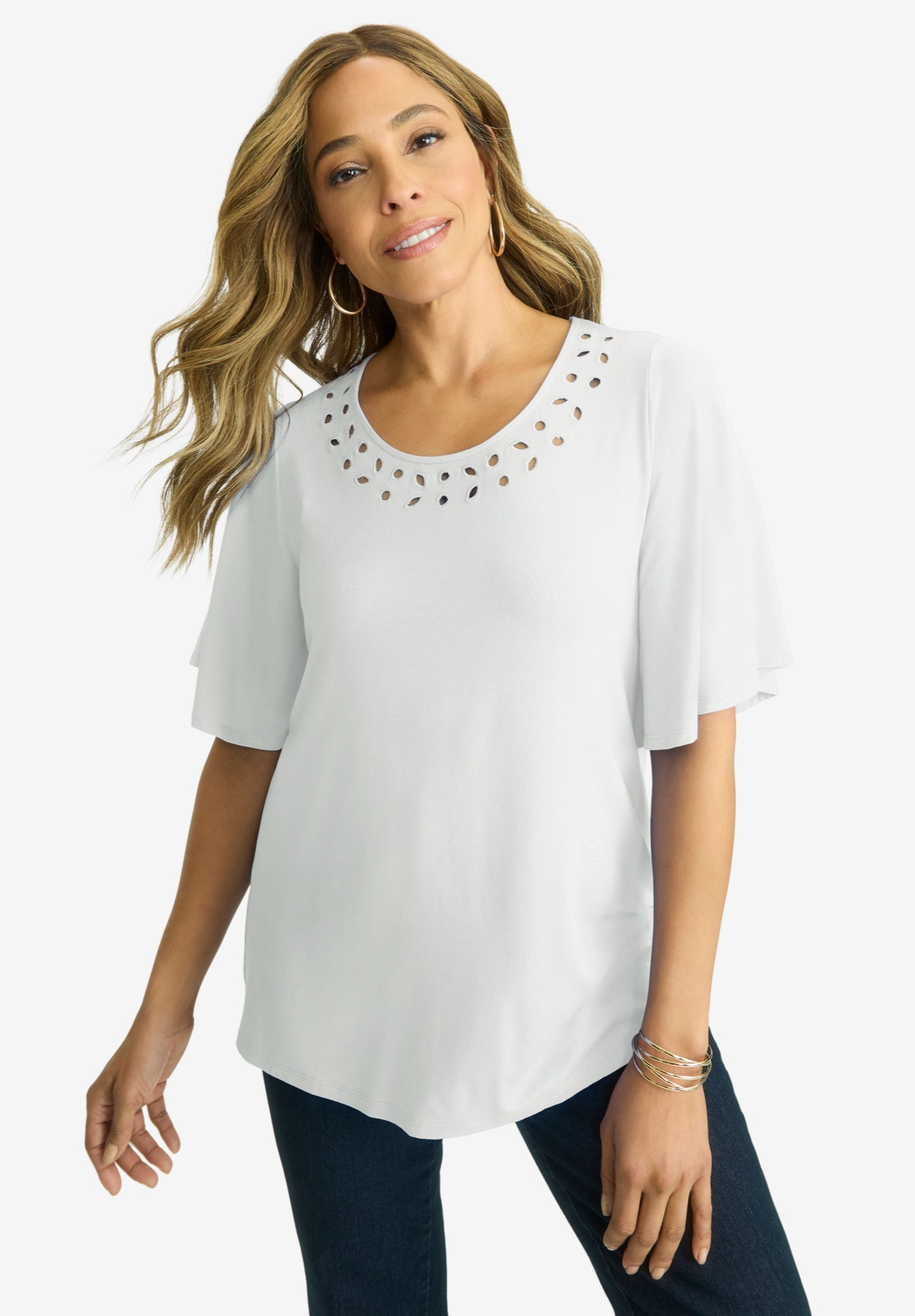 Cutout Flutter Sleeve Tunic image number 0