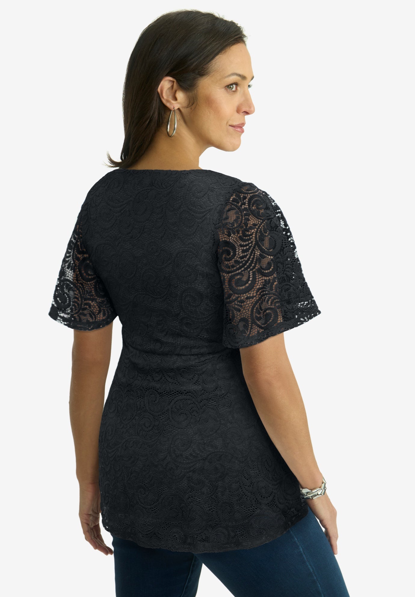 Square Neck Lace Peplum Tunic image number 1
