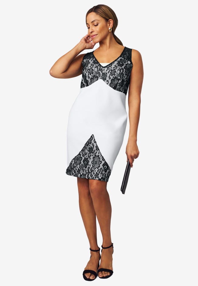 Lace Scuba Sheath Dress image number null