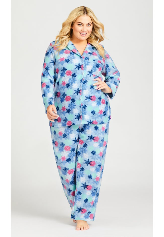 Snowflake Button Fleece Sleep Top image number null