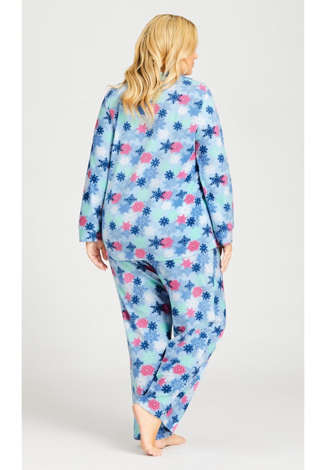 Snowflake Button Fleece Sleep Top image number null