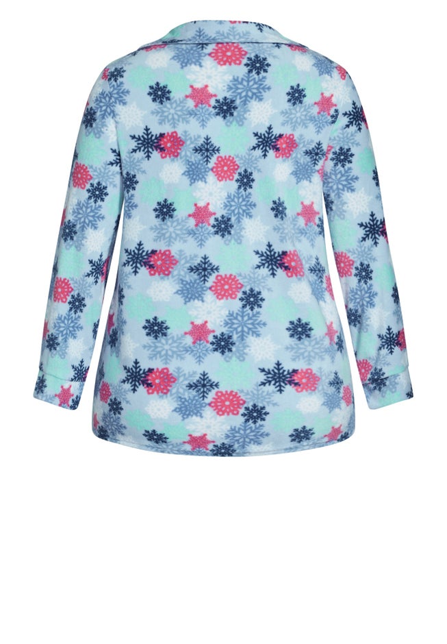 Snowflake Button Fleece Sleep Top image number null
