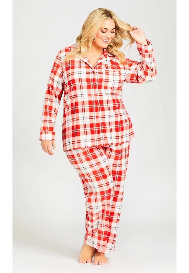 Button Check Fleece Sleep Top image number null