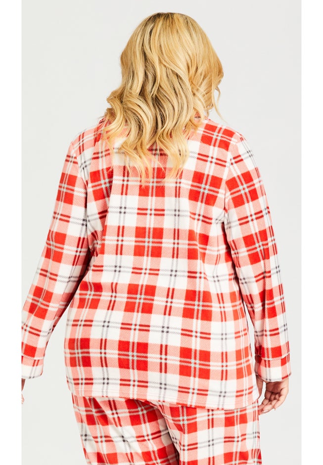 Button Check Fleece Sleep Top image number null
