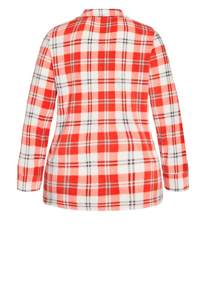 Button Check Fleece Sleep Top image number null